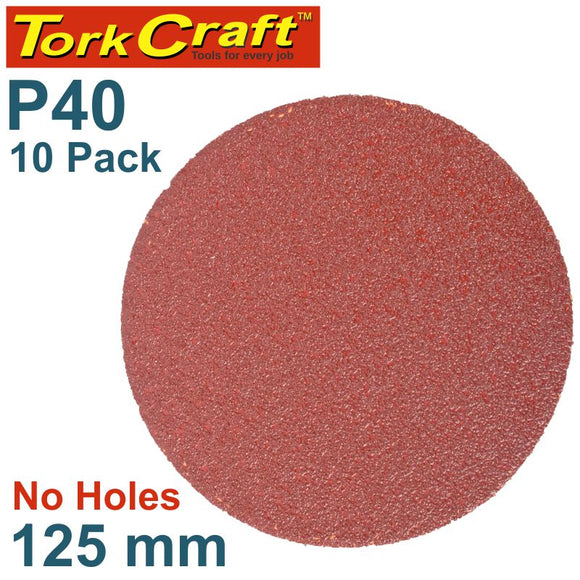 SANDING DISC PSA 125MM 40 GRIT NO HOLE 10/PK