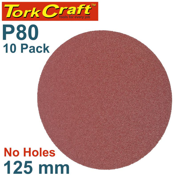 SANDING DISC PSA 125MM 80 GRIT NO HOLE 10/PK