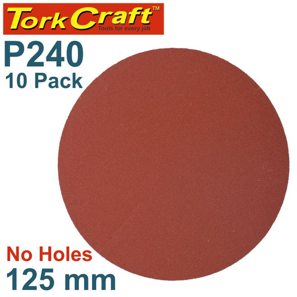 SANDING DISC PSA 125MM 240 GRIT NO HOLE 10/PK