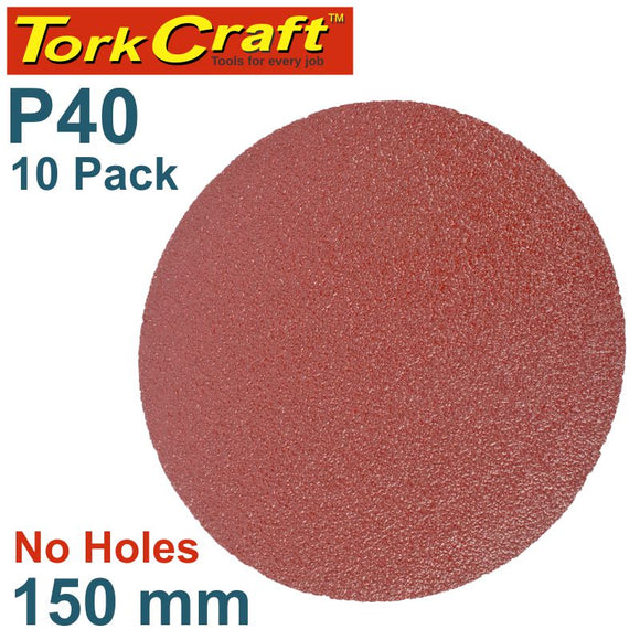 SANDING DISC PSA 150MM 40 GRIT NO HOLE 10/PK