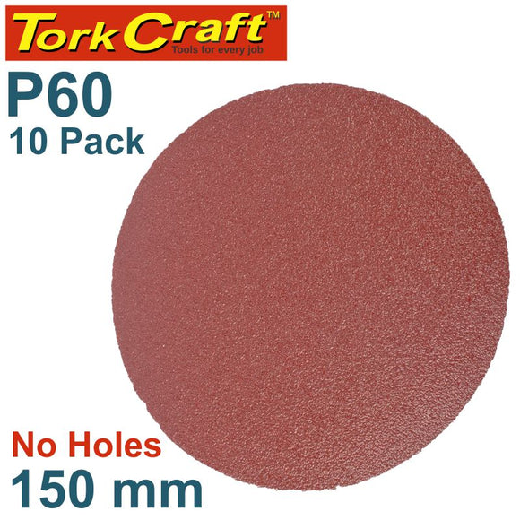 SANDING DISC PSA 150MM 60 GRIT NO HOLE 10/PK