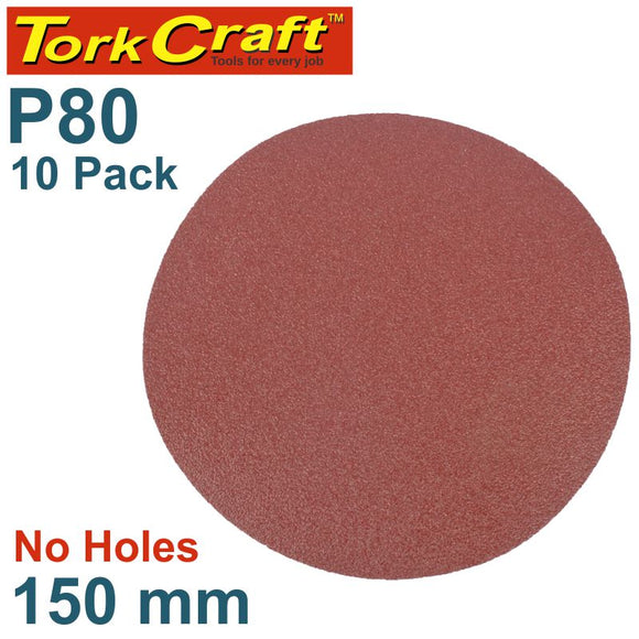 SANDING DISC PSA 150MM 80 GRIT NO HOLE 10/PK