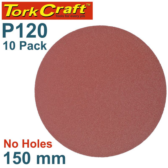 SANDING DISC PSA 150MM 120 GRIT NO HOLE 10/PK