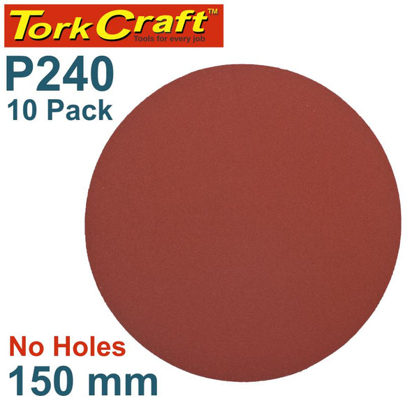 SANDING DISC PSA 150MM 240 GRIT NO HOLE 10/PK