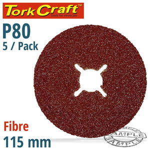 FIBRE DISC 115MM 80 GRIT 5/PACK
