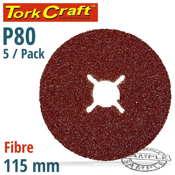 FIBRE DISC 115MM 80 GRIT 5/PACK