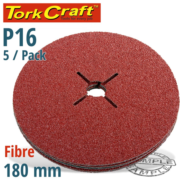 FIBRE DISC 180MM 16 GRIT 5/PACK