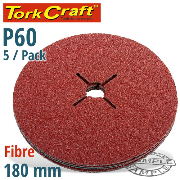 FIBRE DISC 180MM 60 GRIT 5/PACK