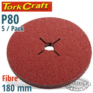FIBRE DISC 180MM 80 GRIT 5/PACK