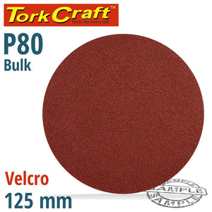 SANDING DISC 125MM 80 GRIT NO HOLE BULK HOOK AND LOOP