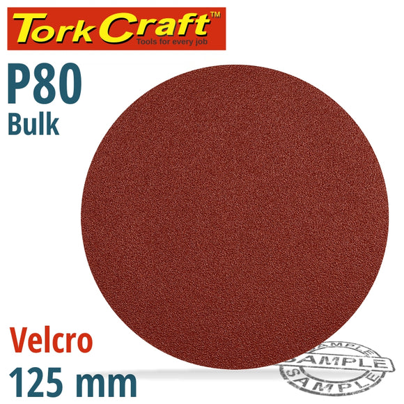SANDING DISC 125MM 80 GRIT NO HOLE BULK HOOK AND LOOP