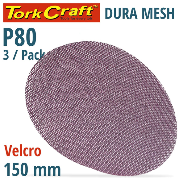 DURA MESH ABR.DISC 150MM HOOK & LOOP 80GRIT 3PC FOR SANDER POLISHER