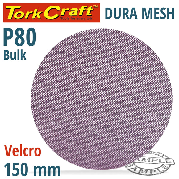 DURA MESH ABR.DISC 150MM HOOK AND LOOP 80GRIT BULK FOR SANDER POLISHER