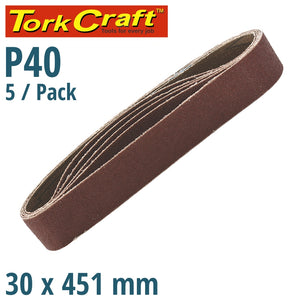 SANDING BELT 30 X 451 POWER HOLE 40 GRIT 5/PK