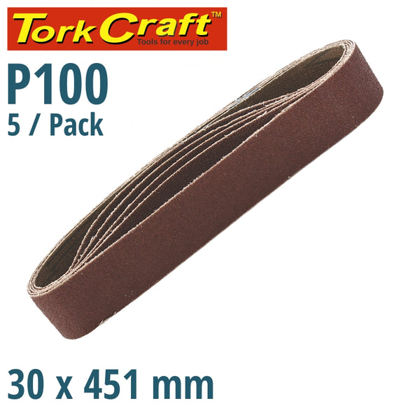 SANDING BELT 30 X 451 POWER HOLE 100 GRIT 5/PK