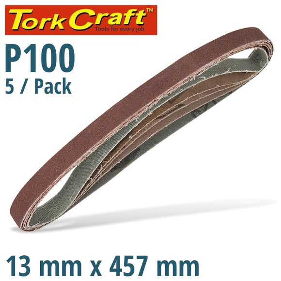 POWERFILE SANDING BELT 13 X 457MM 100 GRIT 5/PK