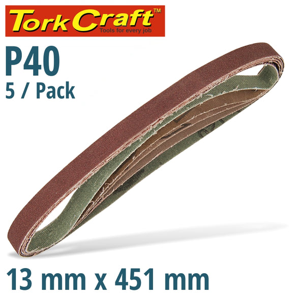 POWERFILE SANDING BELT 13 X 451MM 40 GRIT 5/PK