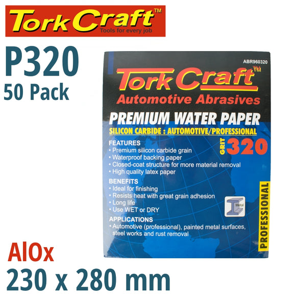 PREMIUM WATERPROOF PAPER  320 GRIT 230  X 280 (50 PIECE) AUTOMOTIVE