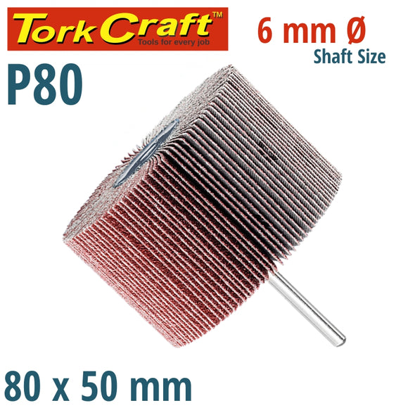 FLAP WHEEL 80 X 50 X 6MM SHAFT 80 GRIT PER EACH (4 PER BOX)
