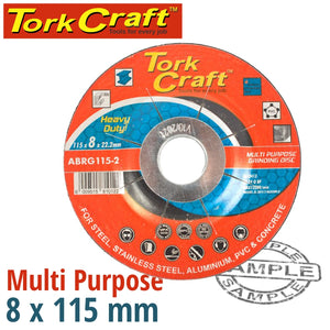 GRINDING DISC MULTI PURPOSE 115 X 8.0 X 22.2MM STEEL, S/STEEL, CONCRET