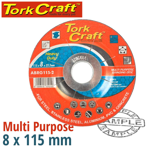 GRINDING DISC MULTI PURPOSE 115 X 8.0 X 22.2MM STEEL, S/STEEL, CONCRET