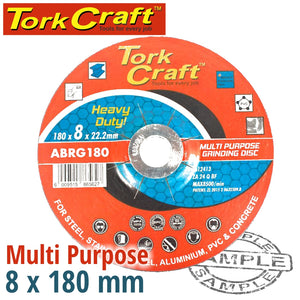 GRINDING DISC MULTI PURPOSE 180 X 8.0 X 22.2MM STEEL, S/STEEL, CONCRET
