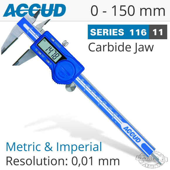 DIGITAL CALIPER WITH CARBIDE TIPPED JAWS 0-150MM/0-6'