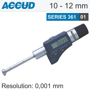 DIGITAL THREE POINTS INTERNAL MICROMETER WITH SETTING RING 10-12MM/0.3