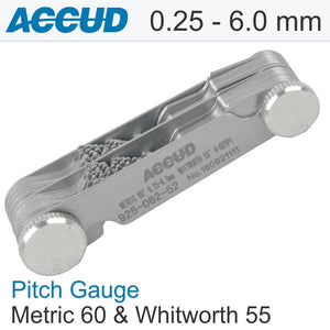 PITCH GAUGE METRIC 60 AND WHITWORTH 55 0.25-6.0MM 4-62TPI