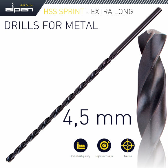 HSS DRILL BIT 4.5MM 185 X 125 EXTRA LONG