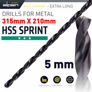 HSS DRILL BIT 5MM 315X210MM EXTRA LONG