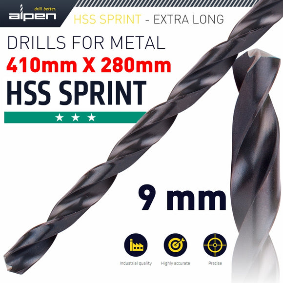 HSS DRILL BIT 9MM 410X280MM EXTRA LONG