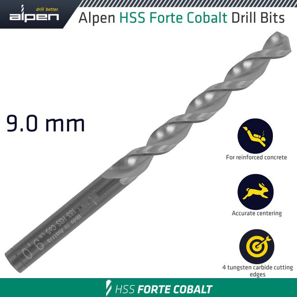 HSS FORTE COBALT DRILL BIT 9MM