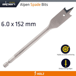 ALPEN SPADE BIT 6MMX152MM