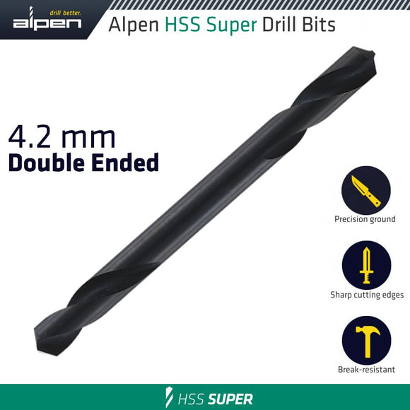 HSS SUPER DRILL BIT DOUBLE ENDED 4.2MM POUCHED