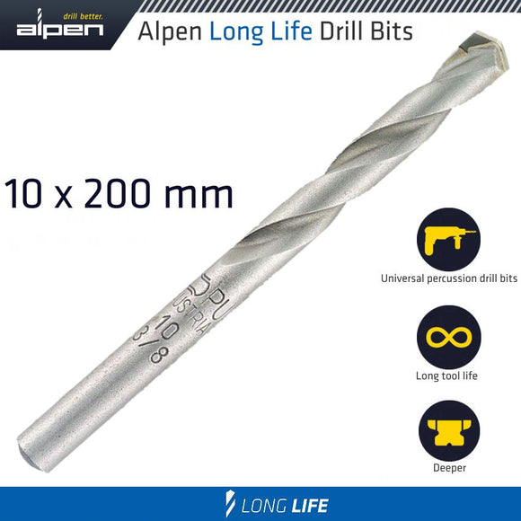 MASONRY BIT LONG LIFE 10 X 200MM