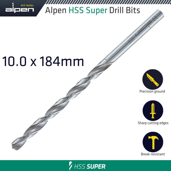 HSS DRILL BIT LONG 10 X 184MM BULK