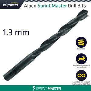 HSS SPRINT MASTER 1.3MM X1 SLEEVED DIN338 ALPEN DRILL BIT