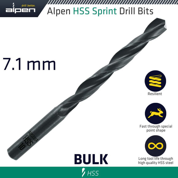 HSS SPRINT DRILL BIT 7.1MM BULK IND.PACK