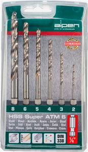 HEX SHANK HSS SUPER SET 6 PIECE 2 3 4 5 6 8MM