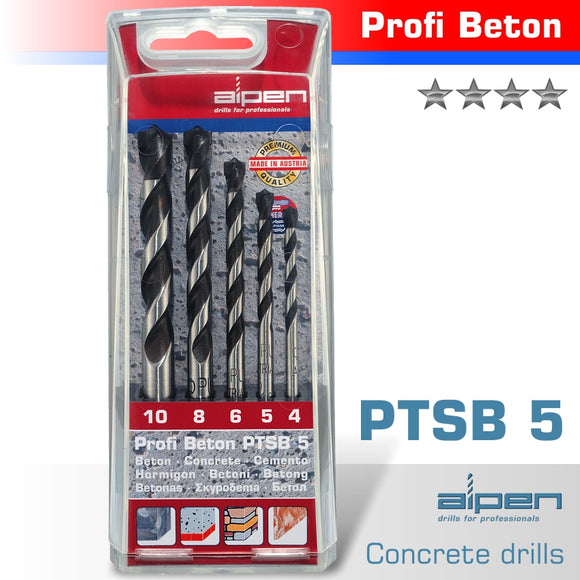 CONCRETE PROFI BETON DRILL BIT 5 PIECE SET 4 5 6 8 10 mm