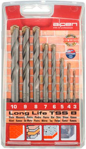 MASONRY DRILL BIT SET 8 PIECE LONG LIFE 3-10MM