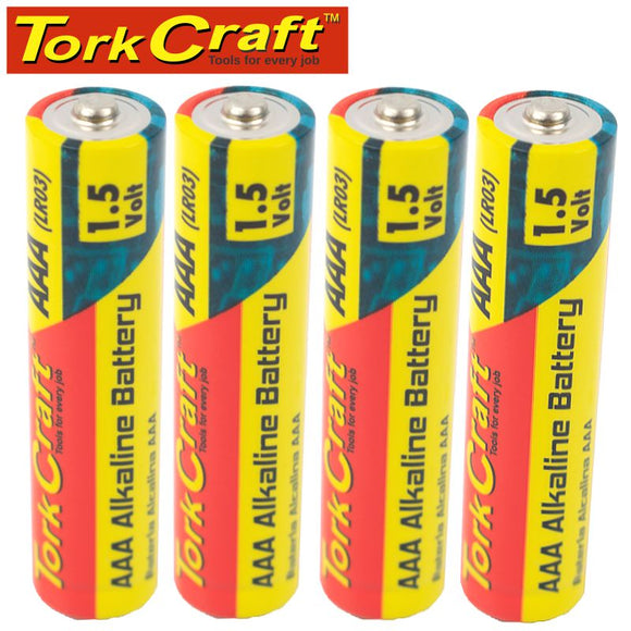 BATTERY AAA 1.5V X4 PACK LR03 4S SHRINK WRAP ALKALINE (MOQ 30)