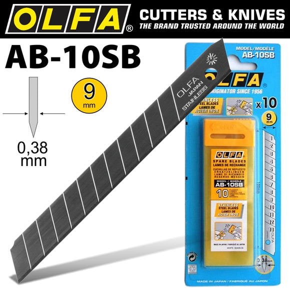 OLFA BLADES STAINLESS STEEL BULK 10/PACK 9MM