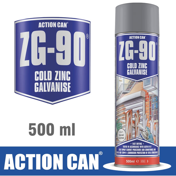 ZG-90 SILVER 500ML ZINC GALVANISED SPRAY COLD ZINC RAPID DRY