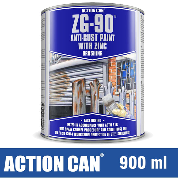 ZG-90 ANTI RUST PAINT SILVER 900ML COLD ZINC GALVANISING RAPID DRY