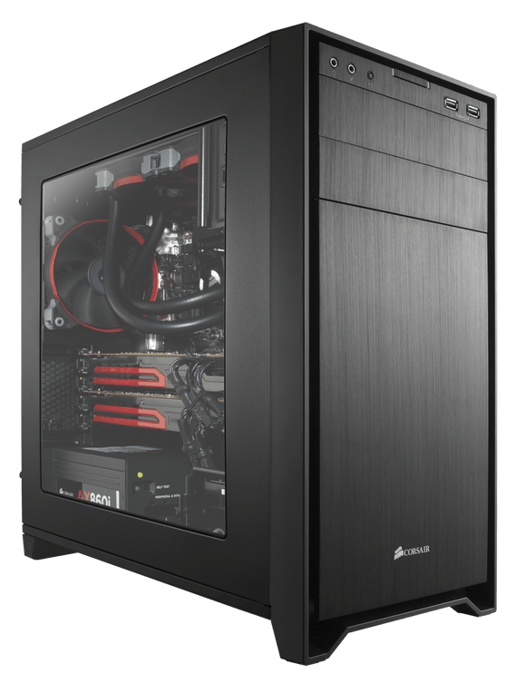 Corsair CC-9011029-WW obsidian series 350D + Windowed side panel - compact sized gaming case with water cooling support ( upto 2 x 240mm radiator ) , No psu ( bottom placed psu design )