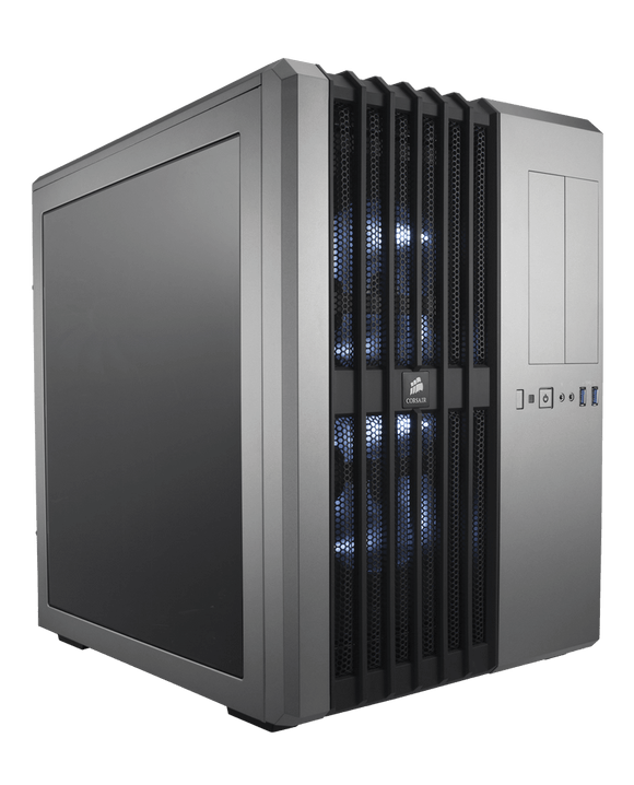 Corsair CC-9011034-WW carbide series air 540 Steel silver + Windowed ( full -sized side window ) , with direct airflow path , 2x vertical dedicated component chamber , support upto 360mm radiator ( if one day available ) , black , no psu