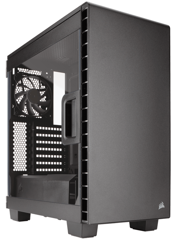Corsair CC-9011081-WW carbide series 400 Clear - all blacK - with hinged and latched full size windowed side panel , front+top+bottom full-sized dust filters , all steel exterior , dedicated chamber for psu + hdd bay , no psu ( bottom placed psu design )