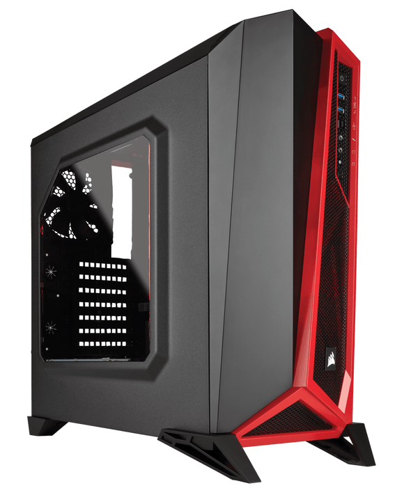 Corsair CC-9011085-WW carbide series spec Alpha windowed Black+Red , No psu ( bottom placed psu design )